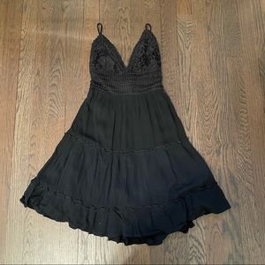 Black boho crochet dress